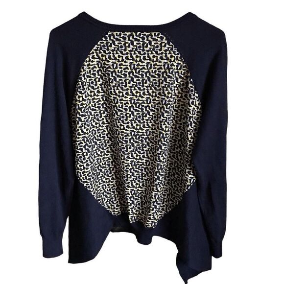 CATO Women’s SZ 14/16 navy blue open front cardigan sweater back is a print - Picture 2 of 4